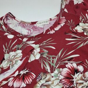 Larace Maroon Floral Tunic‎ Chiffon Ruffle Hem, Plus Size 5X(fits like 3X)